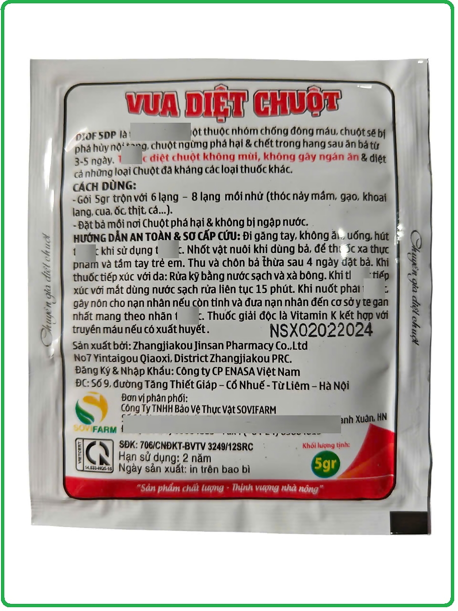 Bả diệt chuột thế hệ mới VUA DIỆT CHUỘT ( dạng bột bả trộn vào thức ăn)